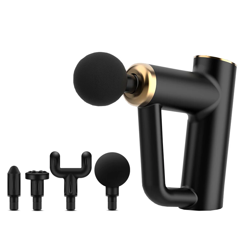 

Пистолет для фасции с 4 массажными головками, 6 уровней выбора силы, мини-вибрационный пистолет для расслабления мышц, портативный массажер для спины и ног