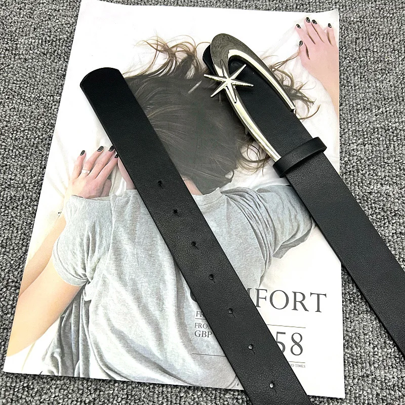 Unisex Jeans Belt Goth Y2k Designer Belts For Women High Quality Luxury Brand Black Punk Accessory 3.2cm Waistband Men