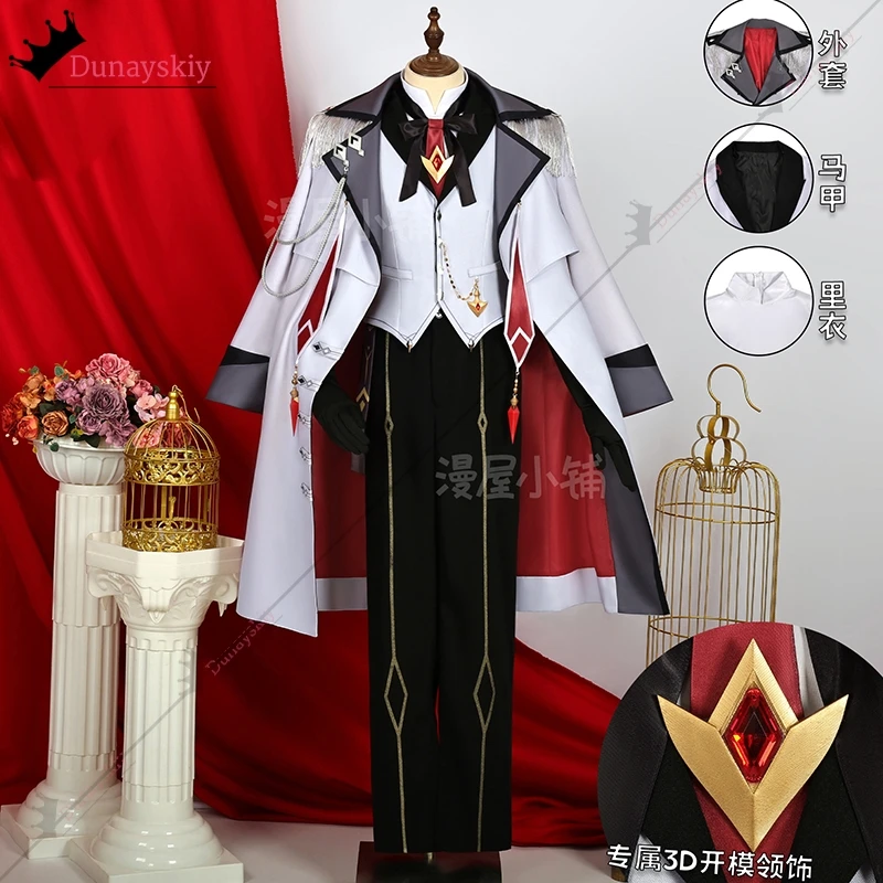 عيد رائع Tartaglia تأثيري أنيمي لعبة GENSHIN تأثير زي خمر شهم الرجال البدلة وتتسابق شعر مستعار أحذية الدعامة الدعاوى