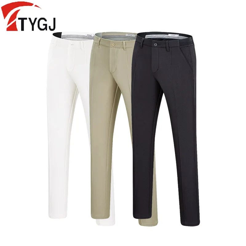 

TTYGJ Autumn Men Straight Waterproof Golf Trousers Winter Male Thicken Warm Golf Long Pants Elastic Waistband Training Sweatpant