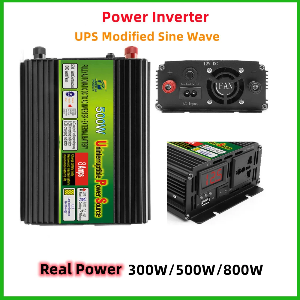 

UPS Modified Sine Wave Power Inverter Real Full 350W 500W 800W 12V 220V DC To AC With Universal Socket Car Transformer Converter