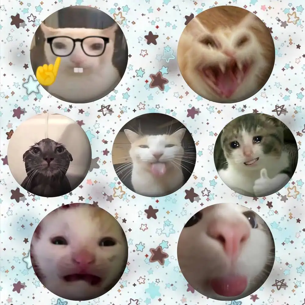 Funny Cat Memes Cute Minimalist Exquisite Tinplate Brooches:Sleek Badge Lapel Pins For Bag Accessories, Practical Souvenir Gifts