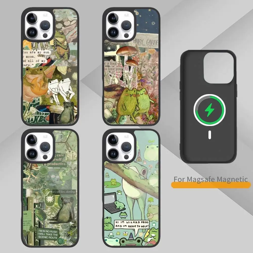 

Interesting Frog Collage Phone Case For iPhone17,16,15,14,13,12,11 Plus,Pro Max Magnetic For Magsafe Wireless Charging