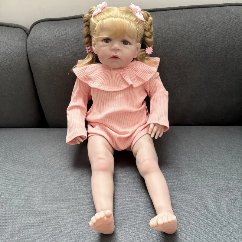 NPK 24 '' Pelle 3D di alta qualità con vene visibili Bambola fatta a mano Sandie Reborn Baby Dolls Molto realistici Tocco morbido