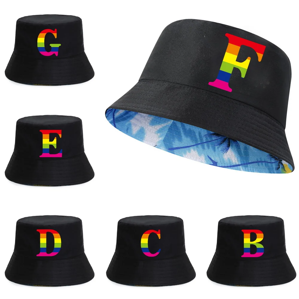 

Fisherman Hat 2022 New Summer Women Travel Folding Sunscreen Cotton Leisure Rainbow Printed Cap Men Portable Fishing Beach Hats