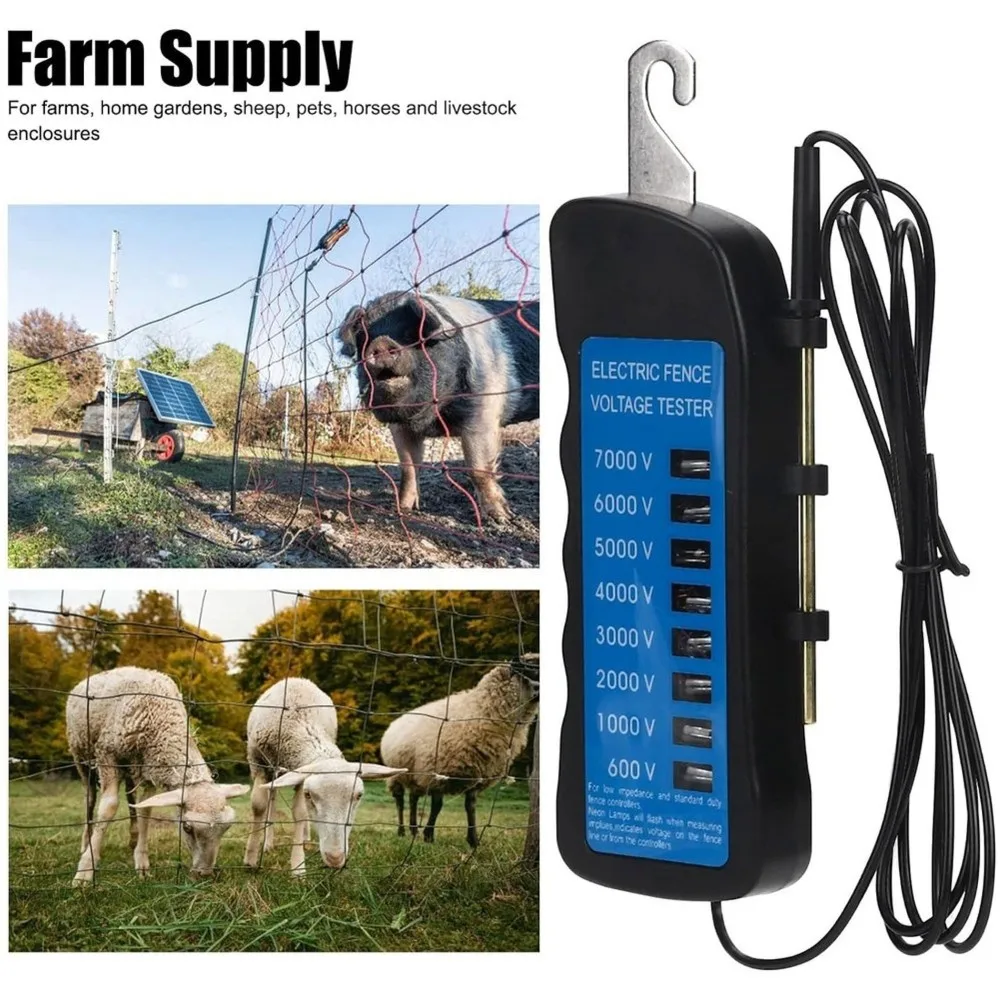 TFORU-7000V Electric Fence Tester, Farm Fence Tension Meter, Multifunction Voltage Meter For Farm, Garden, Livestock Fences