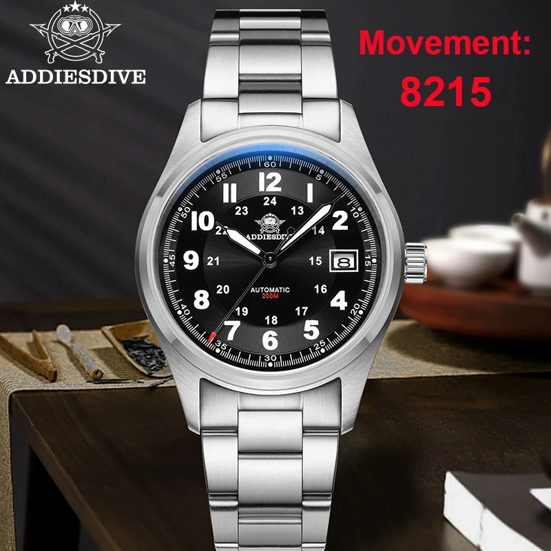 

ADDIESDIVE AD2525 Automatic Watches For Men 39mm Sapphire Japanese 8215 Mechanical Watch Waterproof 20Bar Luminous Luxury Watch