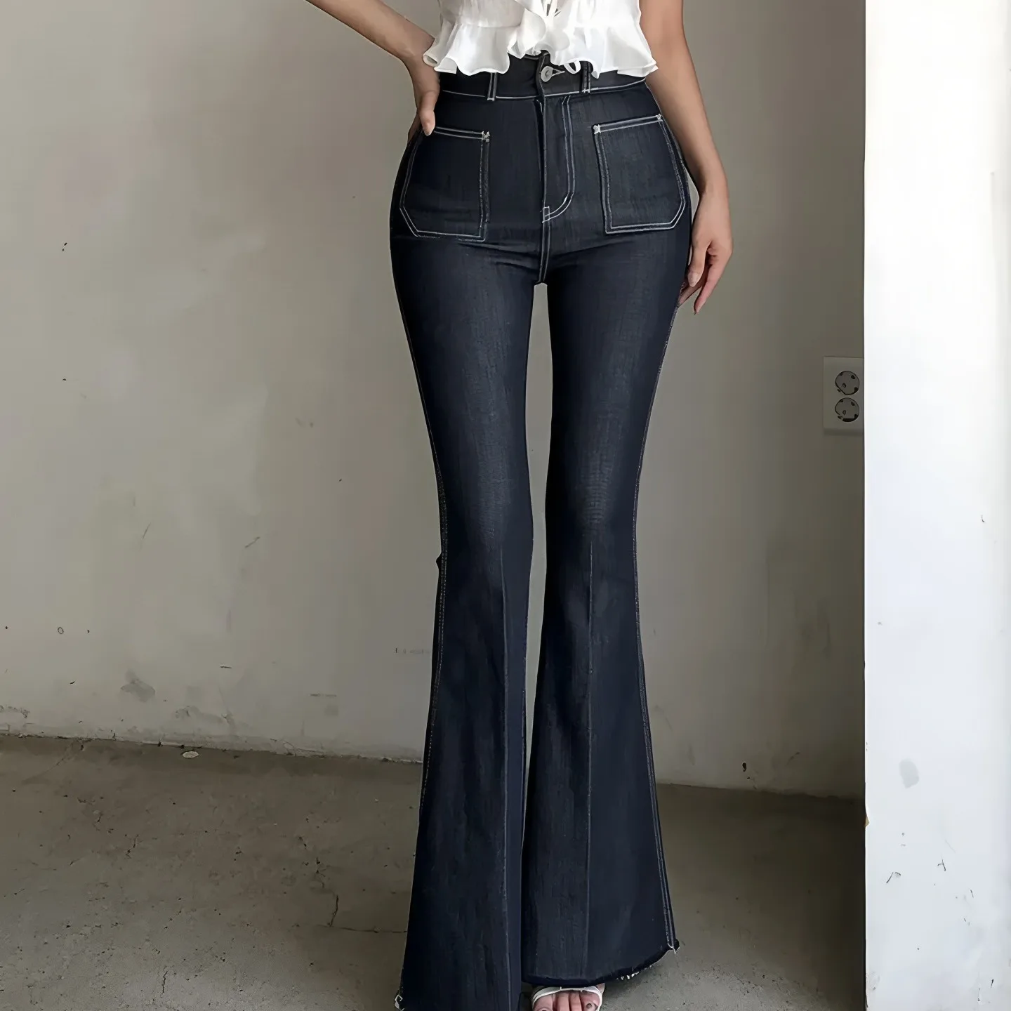

High Waist Slimming Bell Bot Jeans Korean Sle Denim Pants Women's Faion Bloggers Recommended Long Trousers