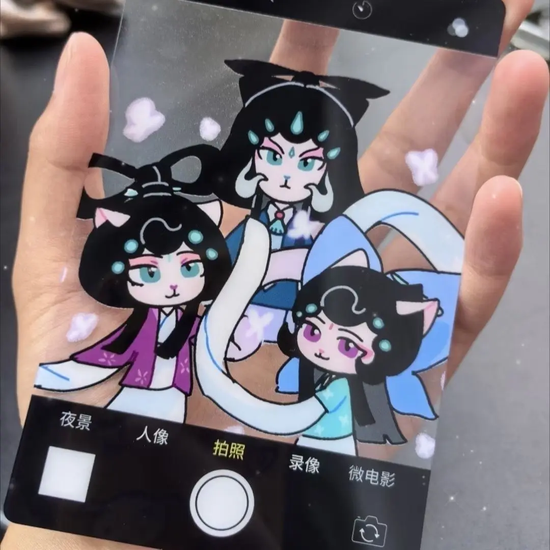 Anime Opera di Pechino Gatti cavalcano il vento e le onde Carta acrilica trasparente Puntelli per foto Decorazione creativa Ornamenti per il desktop Regali
