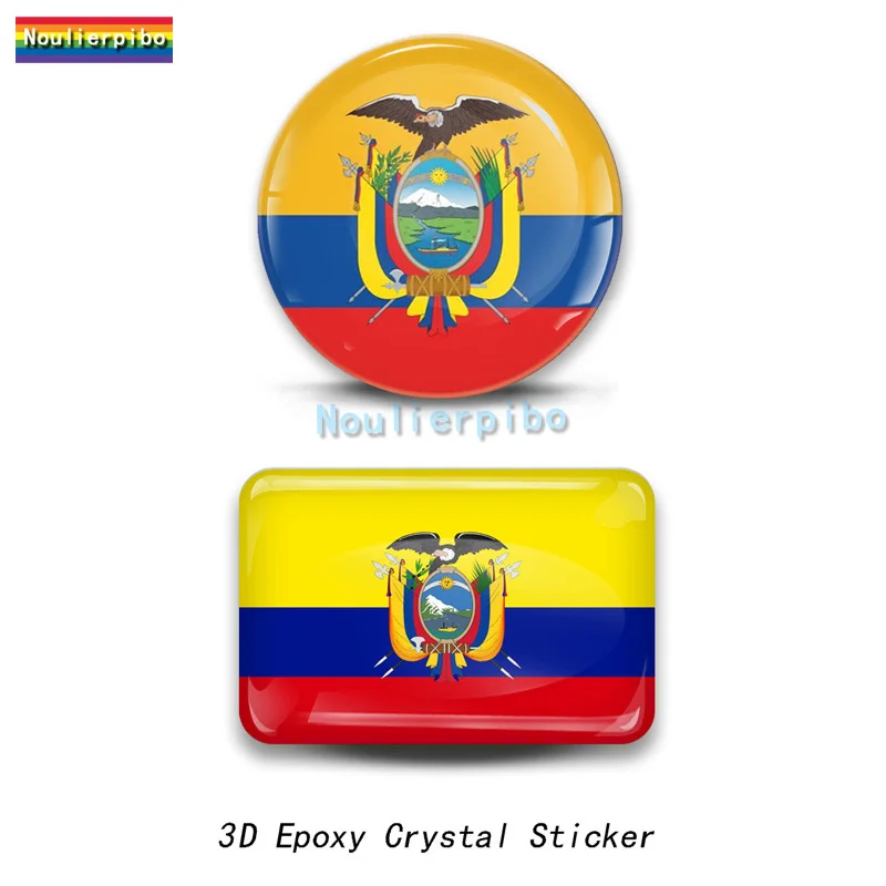 

3D Epoxy Resin Car Dome Sticker Ecuador Flag National Emblem PVC Car Bumper Window Trunk Mirror Headlight Cover Vinyl Sticker