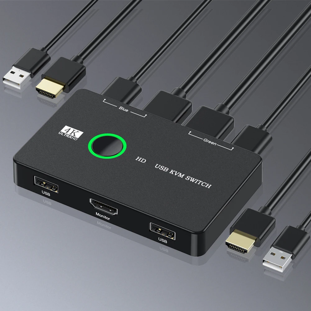 KVM Switcher Box Keyboard Mouse Printer KVM Shared Controller Plug and Play USB Switcher Splitter Equipment for 2 PC Sharing