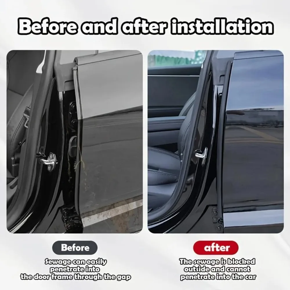 For Tesla Model 3/Y/X/S Car Door Edge Seal Strip Rubber Weatherstrip Waterproof Soundproof Auto Sealant Strip view 6