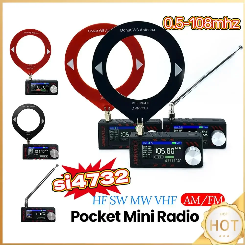 

Радиоприемник SI4732 0.5-108 МГц LSB USB AM FM FM/AM с 1.9-дюймовым IPS-экраном, миниатюрный карманный радиоприемник с антенной, вседиапазонное радио HF SW MW VHF.
