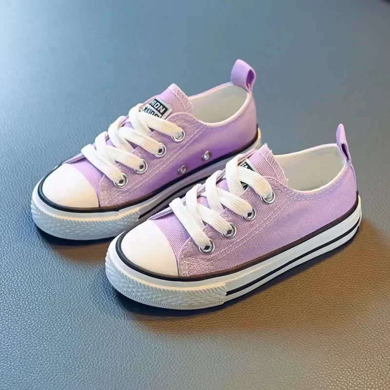 Toddler Girl Sneakers 2024 Spring Autumn New Boy Shoes Kids Jelly Color Canvas Shoes Casual Lace Up Classic Flats Children Shoes