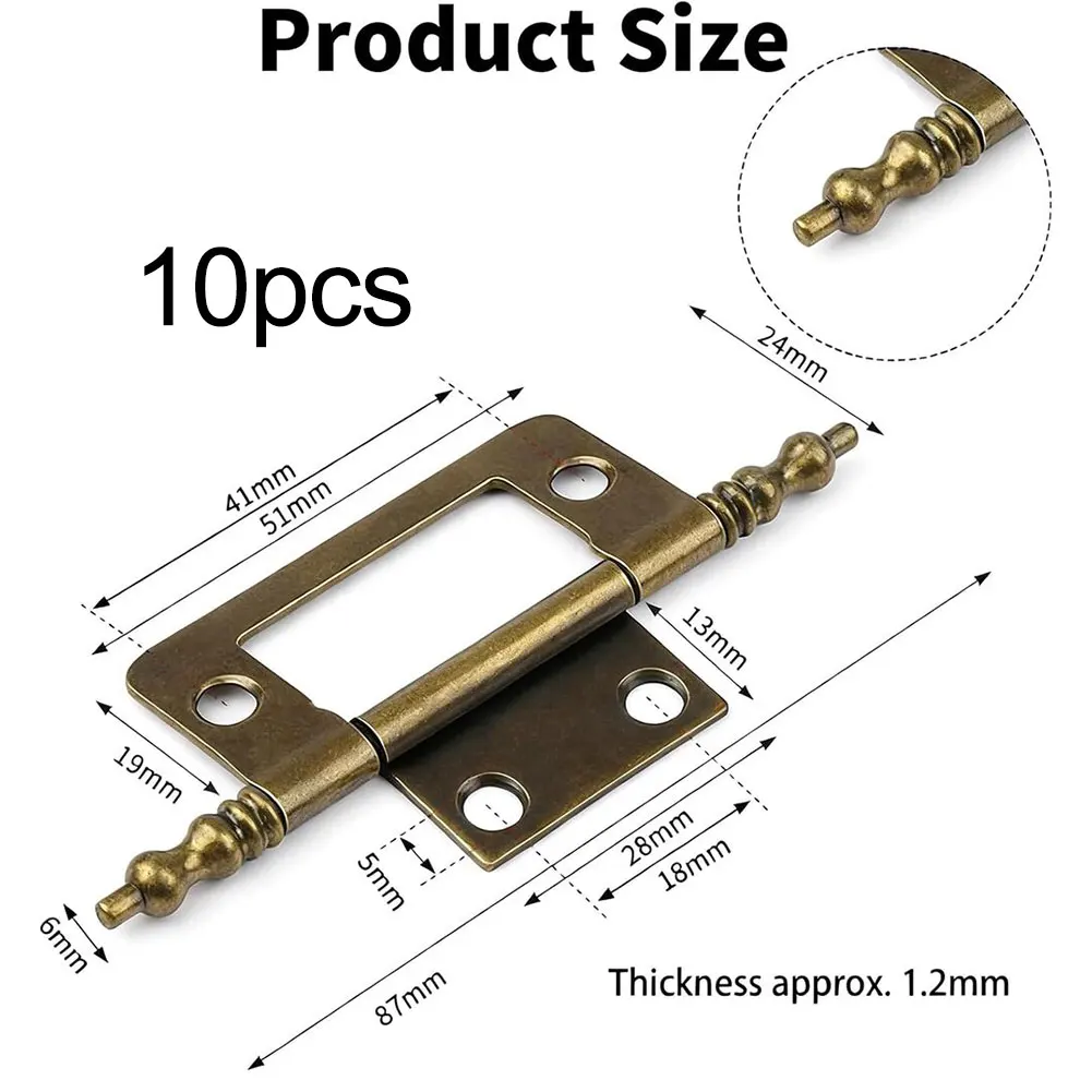2Inch Antique Brass Flush Hinges For Cabinet Doors Furniture Drawers Heavy Duty Steel Furniture Cabinet Drawer Repair Hardware