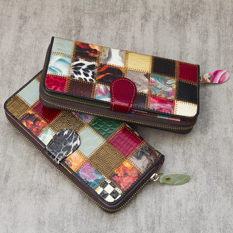 Colorful Women's Splice Casual Wallet Single Pull Buckle Patchwork Card Holder Bank Zipper Money Clip Zero Wallets ID Bag Purse