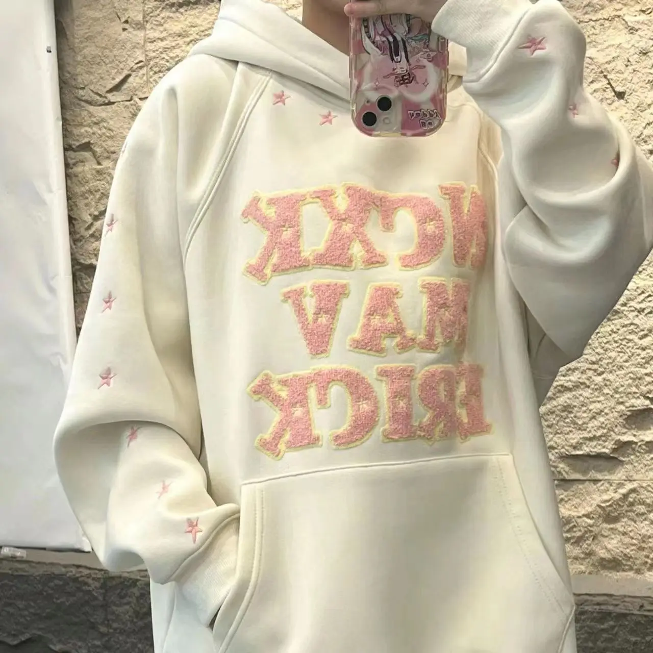 Thick Korea Hoodie Sweatshirts Kawaii Y2k Tops Streetwear Print Hooded Harajuku Fashion Casual Loose Pullover Hoodies