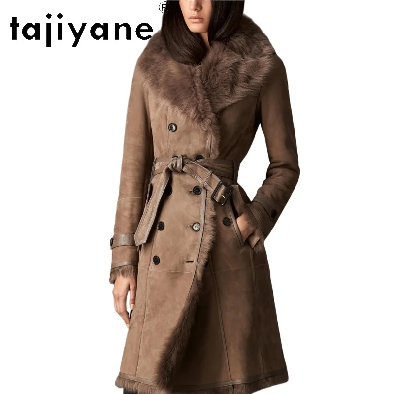 

TAJIYANE Natural Tuscany Sheepskin with Wool Attached Coats Slim Long Real Fur Coat Woman Clothing 2025 Winter Outerwears шуба