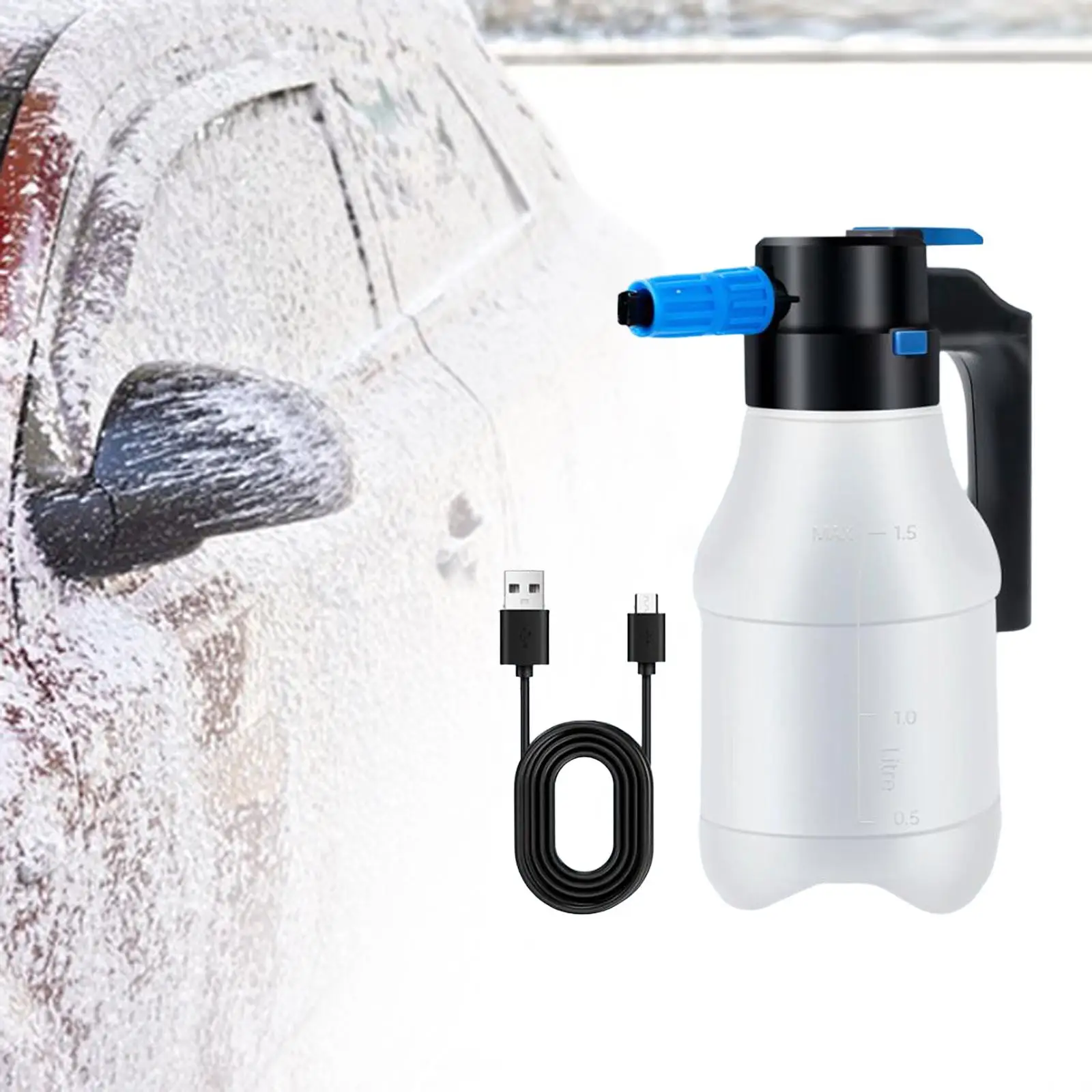 1.5L Electric Car Foam Sprayer Portable for Flower Spraying Glass Cleaning