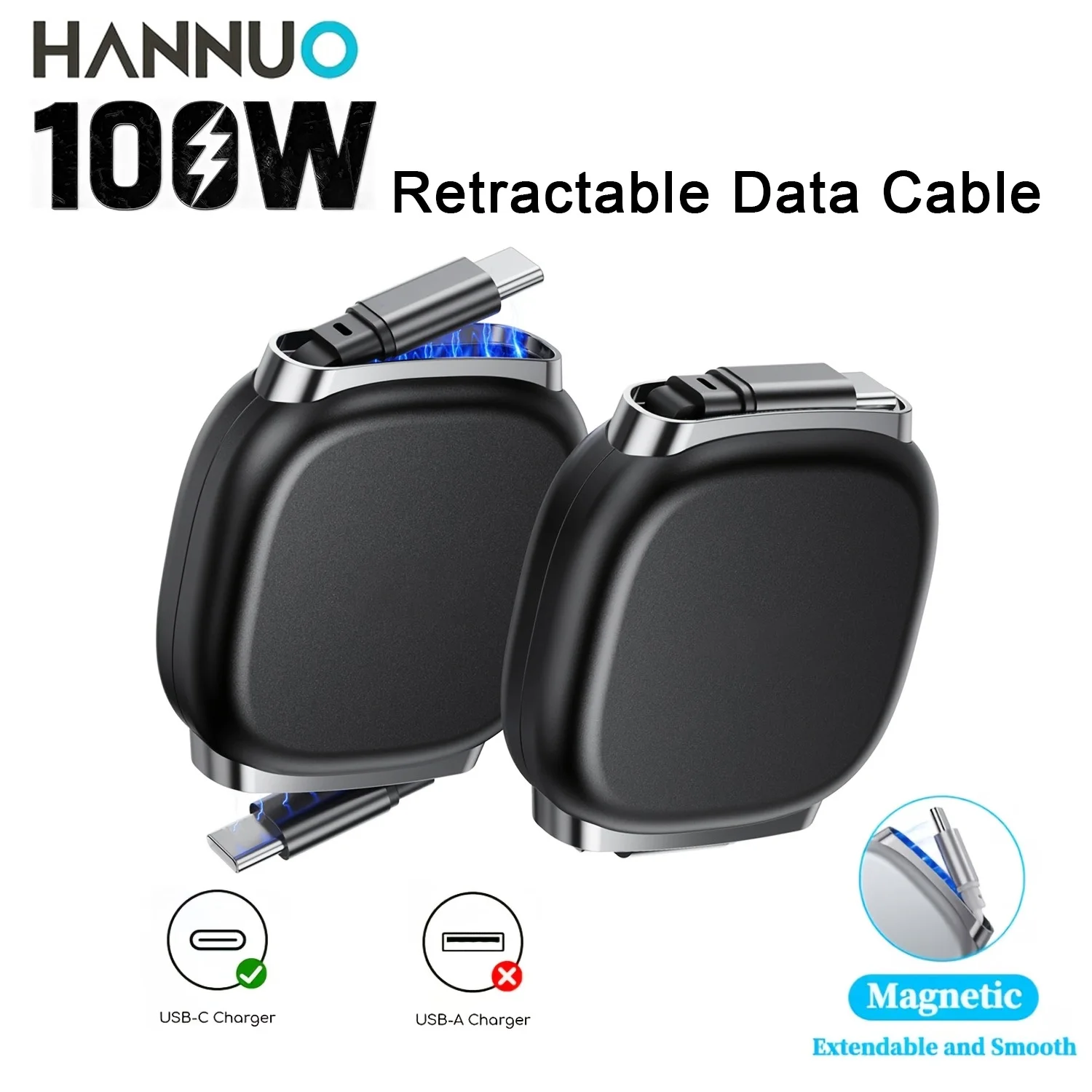 HANNUO USB C to USB C Cable 240W for iPhone 16 15 17 Retractable Cable For iPhone 17 16 15 Pro Max For Xiaomi Samsung Typc C