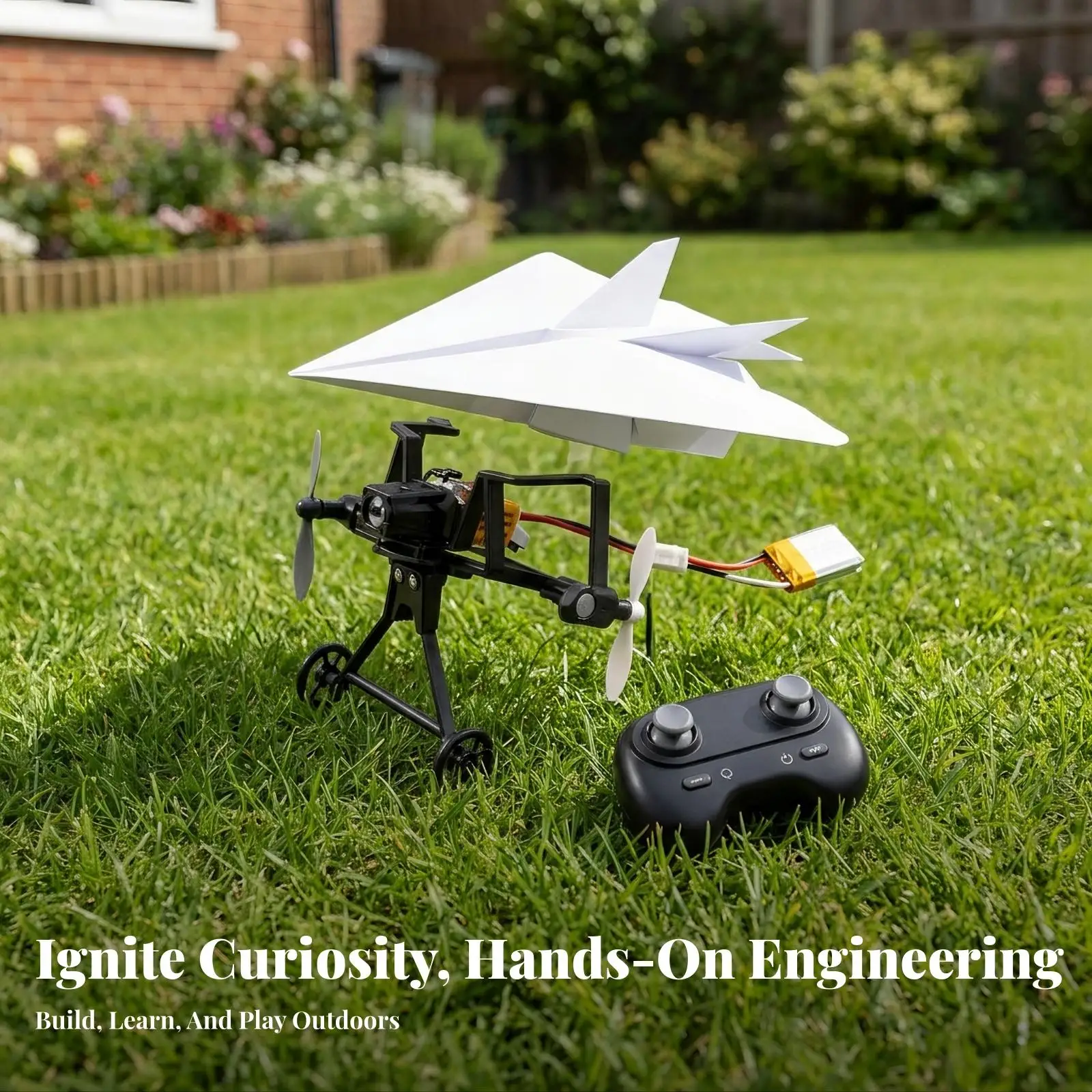 DIY Paper Airplane Model Kit with Power Module RC Aircraft Toy for Children Learning Aerodynamics