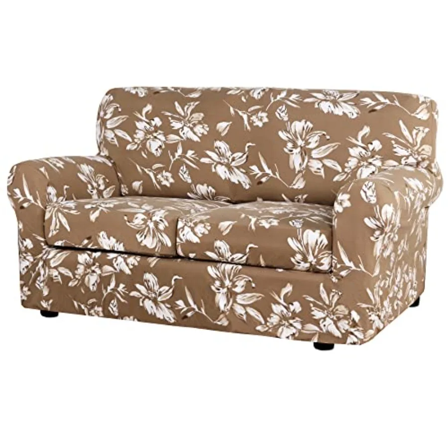 

Super Stretch 3 Pieces Covers for 2 Cushion Couch Covers Slipcovers Feature Soft Thick Bouncy Modern Style with Individual Cush