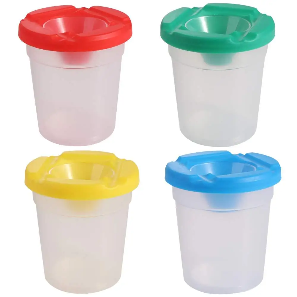 Bolígrafo de pintura multifuncional, taza de lavado, vasos de pintura prácticos de plástico para niños, vasos antipintura transparentes para el hogar