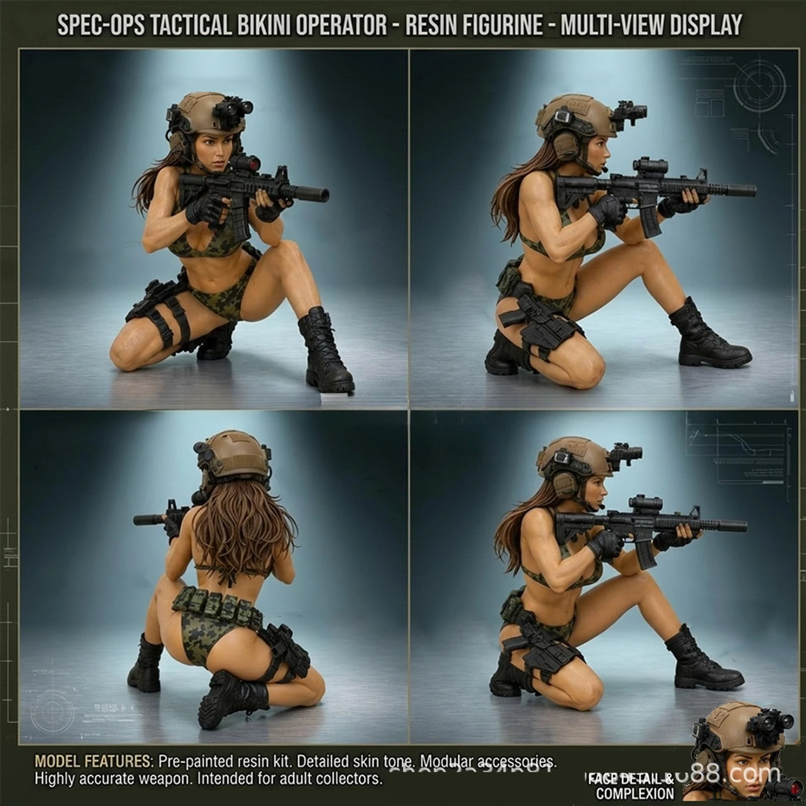Mini Tactical Beauty Desktop Collectible Statue Detailed Tactical Female Soldier Mini Figurine Desk Display Ornament Wargame