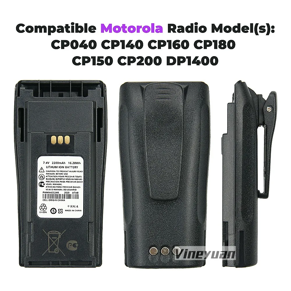 Imagem -04 - Substituição Li-ion Bateria para Motorola Cp040 Cp140 Cp160 Cp180 Cp150 Cp200 Dp1400 Rádio em Dois Sentidos 10 Peças 2200mah Pmn4252ar