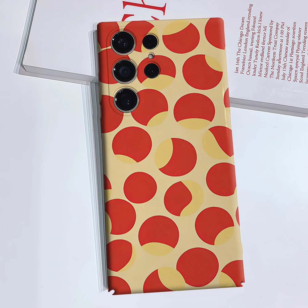 Yellow Red Half Circle Phone Case for Samsung Galaxy S26 S25 Ultra S24 S23 Ultra Plus Glossy Double-layer Back Cover