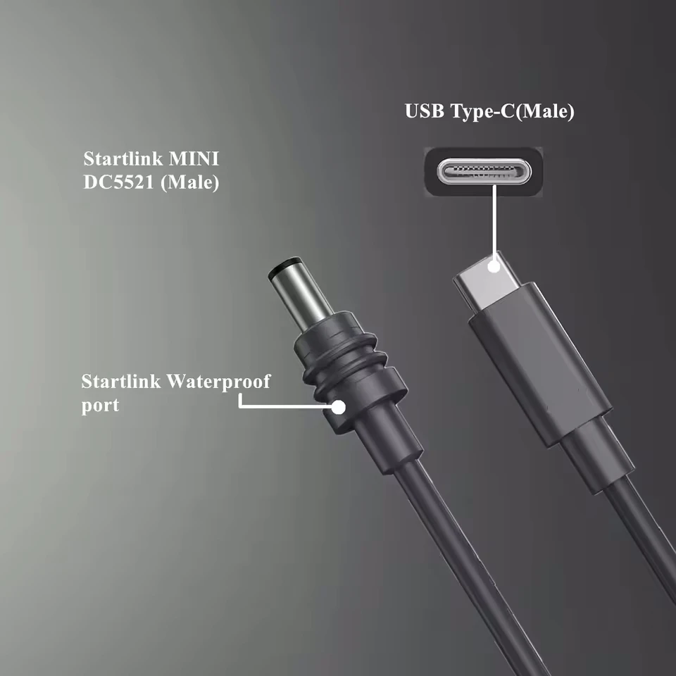 USB C to DC Power Cable Starlink Mini Cable 100W PD 2M/3M/5M/10M/15M/20M Mini Starlink  outdoor Waterproof Charging Type-C Power