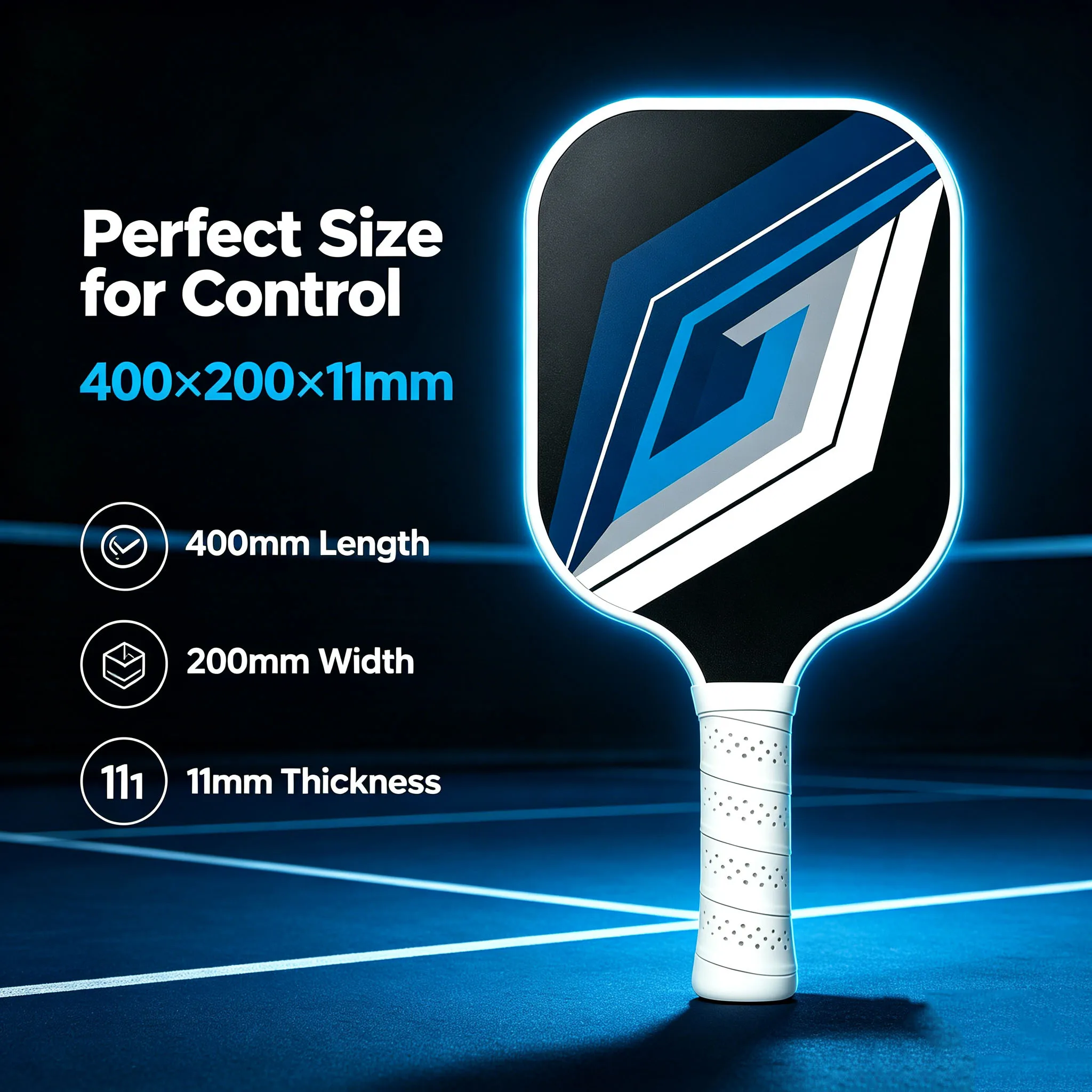 11MM Fiberglass High-Precision And High Friction Professional Racket With High Rotational Power Control And Extended Wide Body