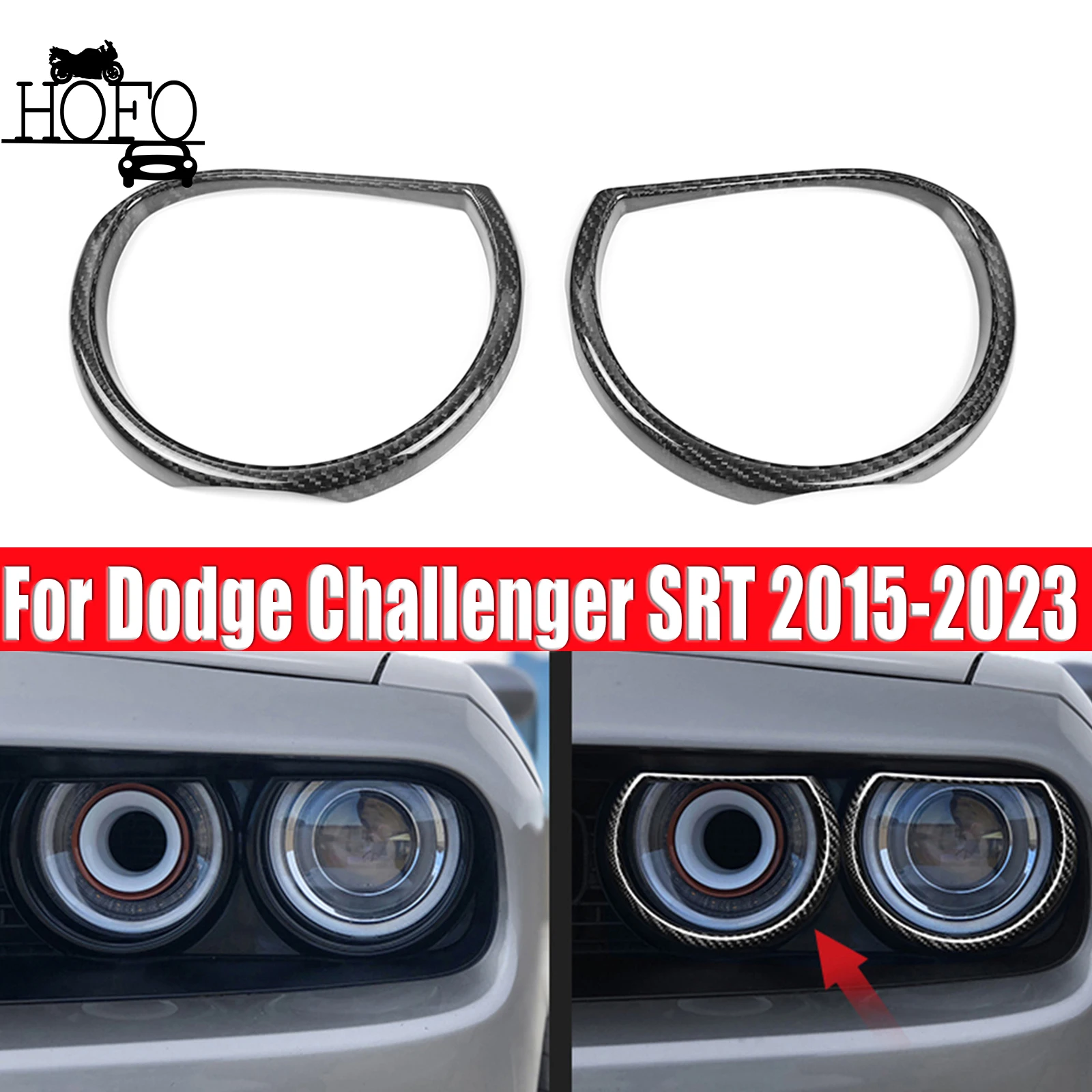 

4 PCS/1 Set Exterior Car Front Headlight Frame Decor Cover For Dodge Challenger SRT 2015-2023