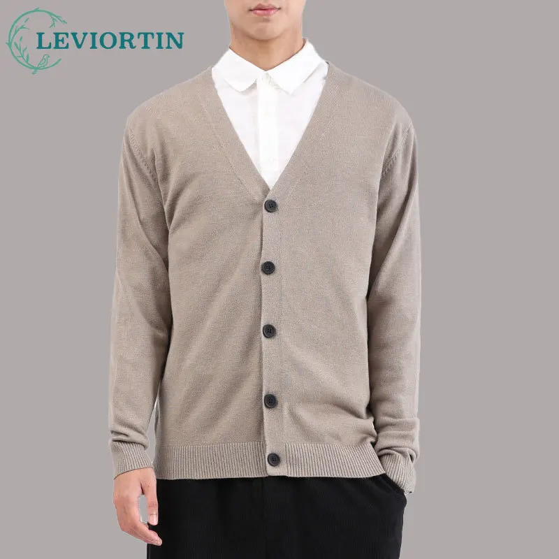 

Men's Knitted Cardigan Sweater 2025 Spring Autumn Business Casual V-neck Base Layer Solid Color Knitted Jacket For Men
