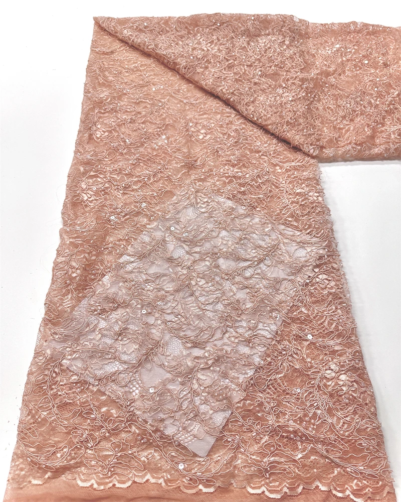 프랑스어 Tulle 메쉬 레이스 패브릭 웨딩 드레스 여성을위한 고품질 스팽글과 나이지리아 레이스 수 놓은 패브릭,