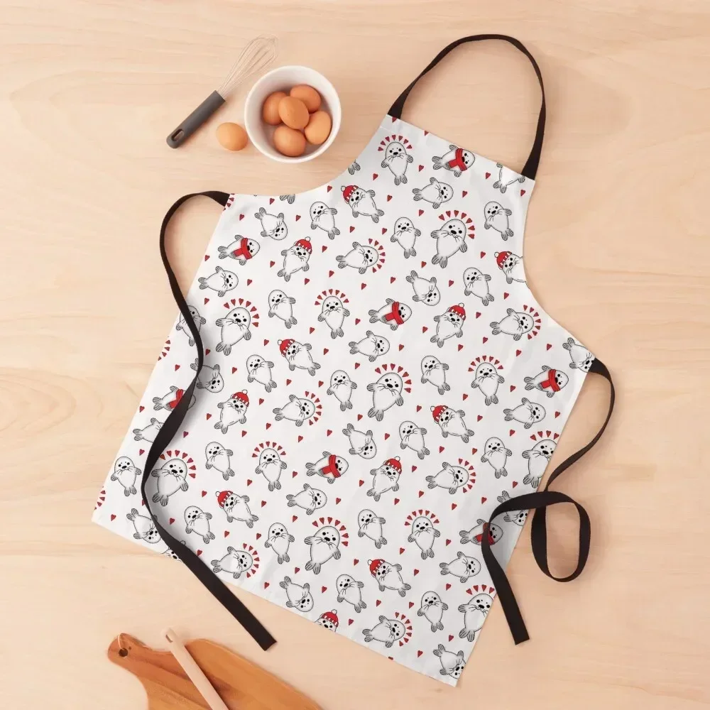 

Cute Christmas Baby Seal Pups Pattern Apron christmas professional hairdresser Apron