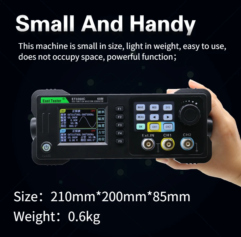 Dual Channel Function Arbitrary Waveform Generator 20Mhz 40Mhz 60Mhz Frequency Meter Signal Source ET3360C by East Tester