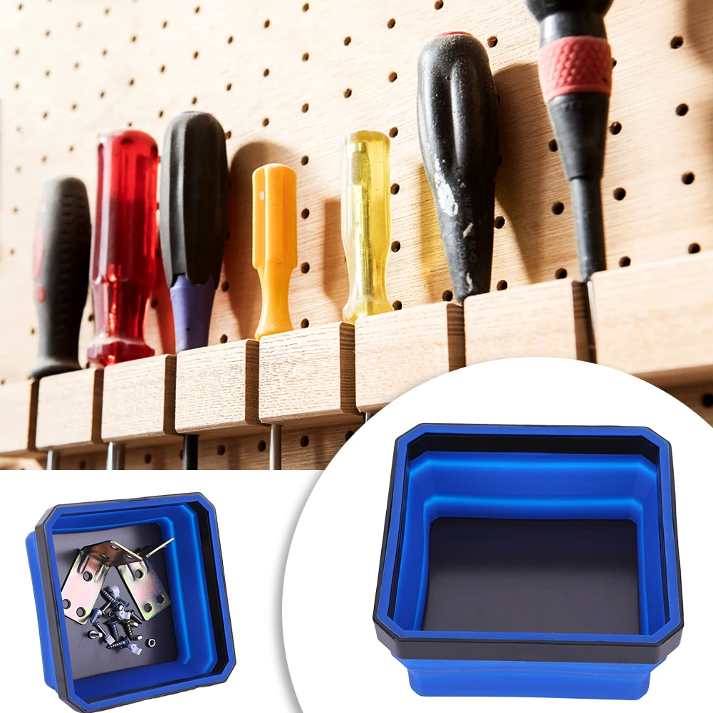 4.53 In Collapsible Magnetic Parts Tray Tools Magnetic Screw Tray Multicolor Parts Storage Box Plumber Carpenters Tool Organizer