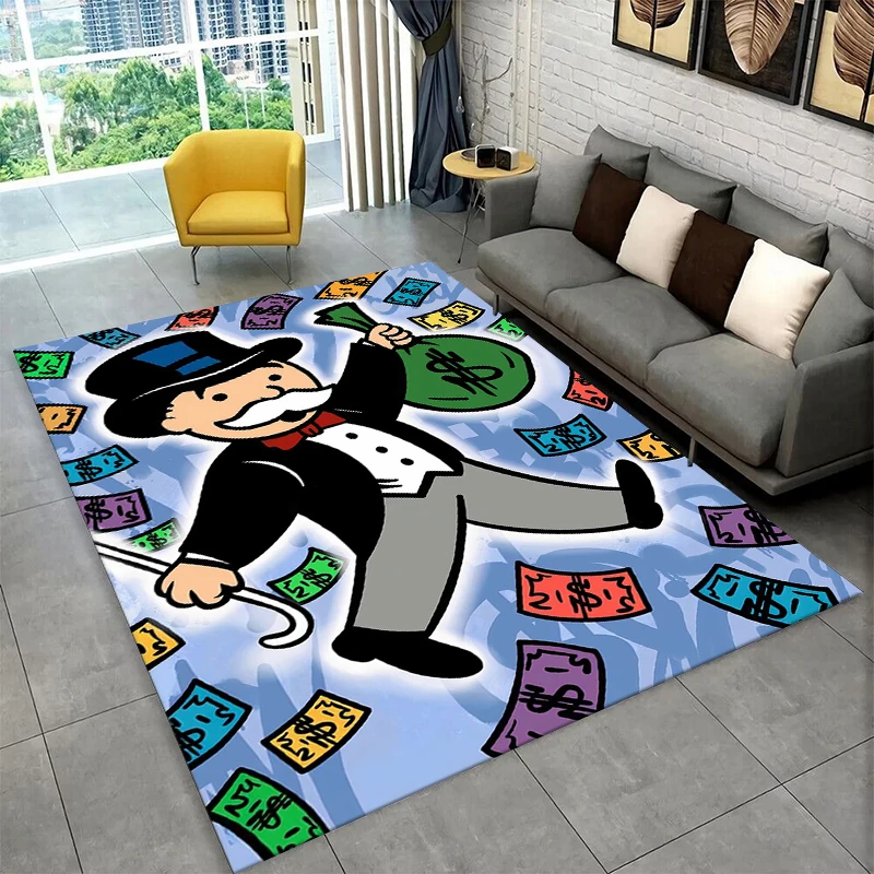 

Monopoly Dollar Rich Game Cartoon Carpet Rug for Bedroom Living Room Sofa Playroom Doormat Home Decor,Kid play Area Rug Non-slip