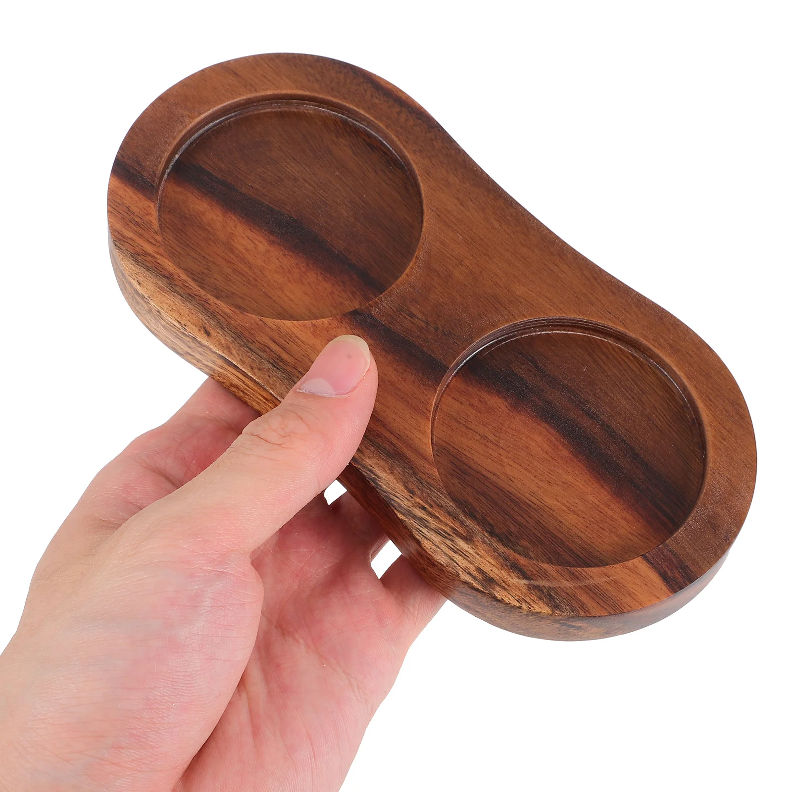 

2 Slot Wooden Pepper Grinder Base Sturdy Mill Holder For Countertop Kitchen Spice Rest Salt Pepper Organizer Tray