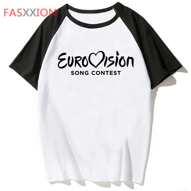 Camiseta con estampado de Eurovision para hombre, ropa de calle divertida, top de manga