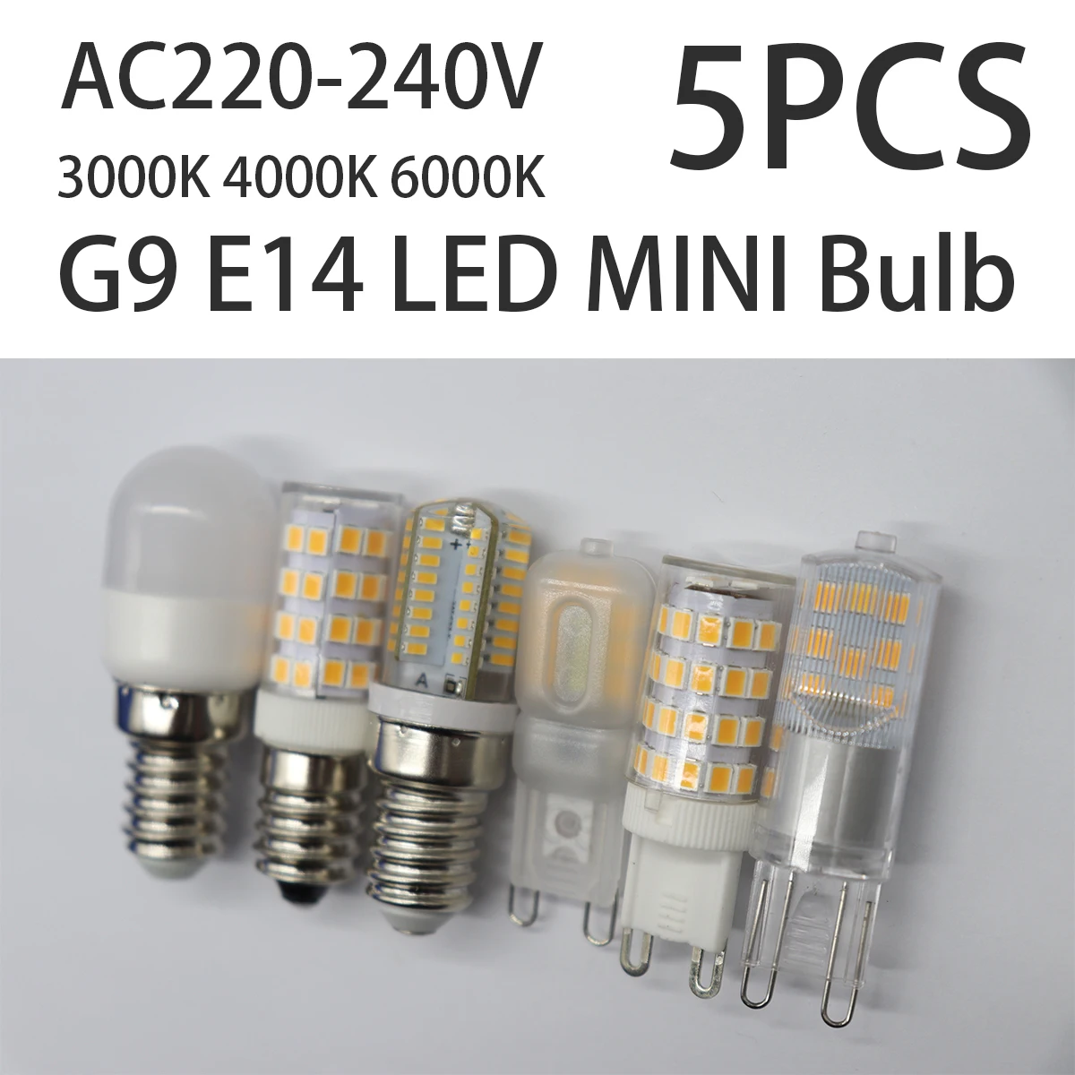 

5Pack LED G9 E14 Corn Bulb Lamp 2W 3W 4W mini light 220V 240V Warm Natural light 3000K 4000K 6000K for foyer home derec