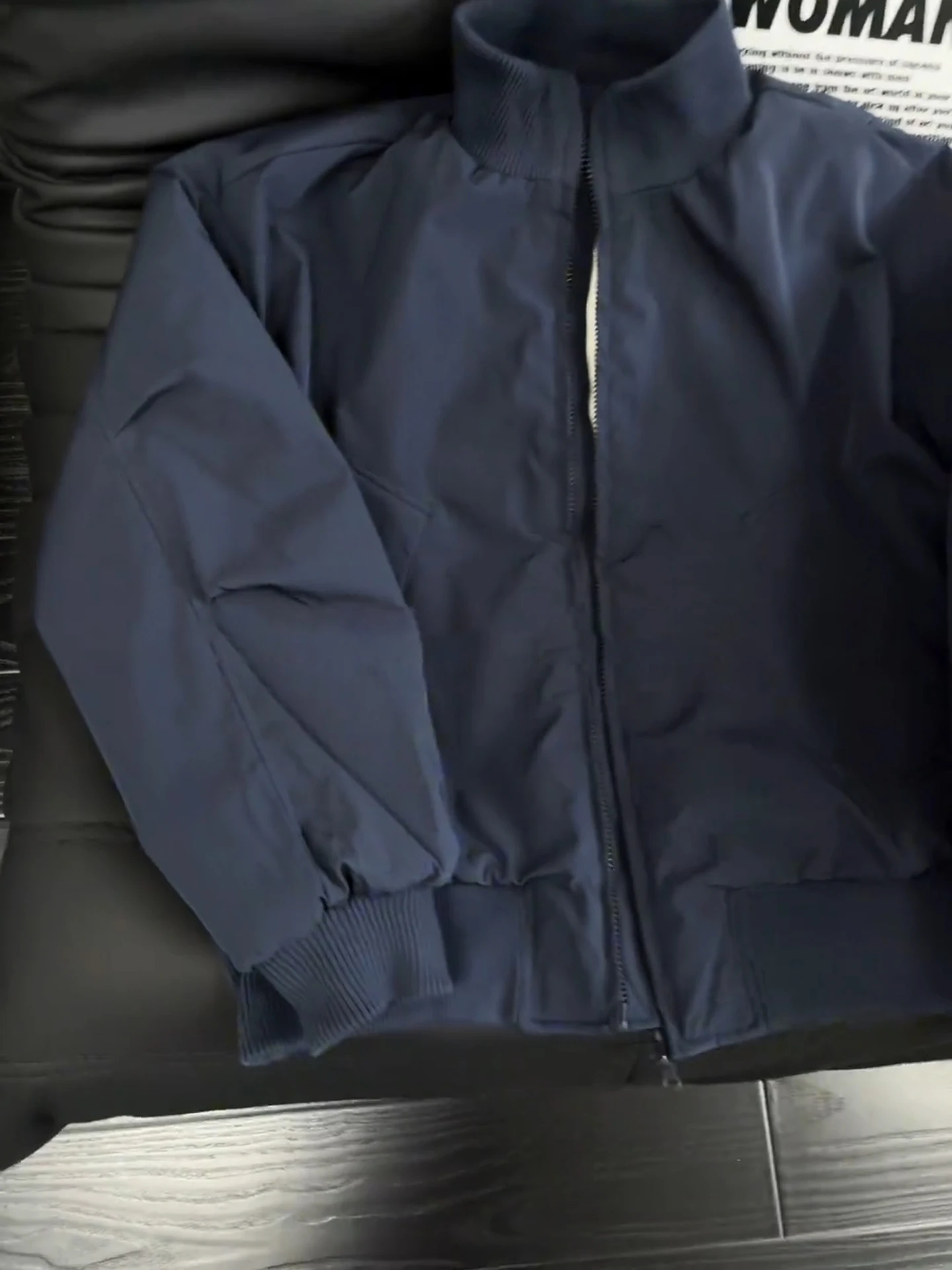 معطف من القطن من Thiened ort American Sle Flight Jaet للرجال للخريف والشتاء الدافئ معطف بياقة واقفة للبيسبول #3