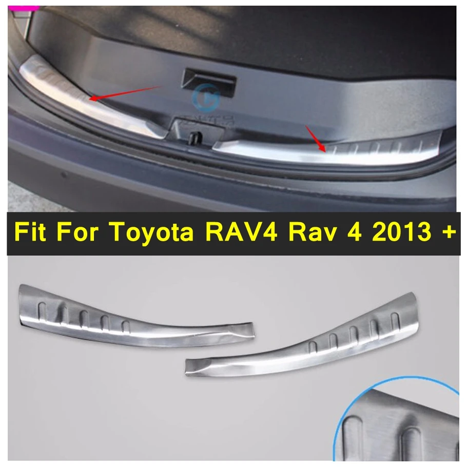 Lapetus Car Styling Inner Rear Bumper Plate Door Sill Cover Trim 2 Pcs Stainless Steel Fit For Toyota RAV4 Rav 4 2013 2014 2015