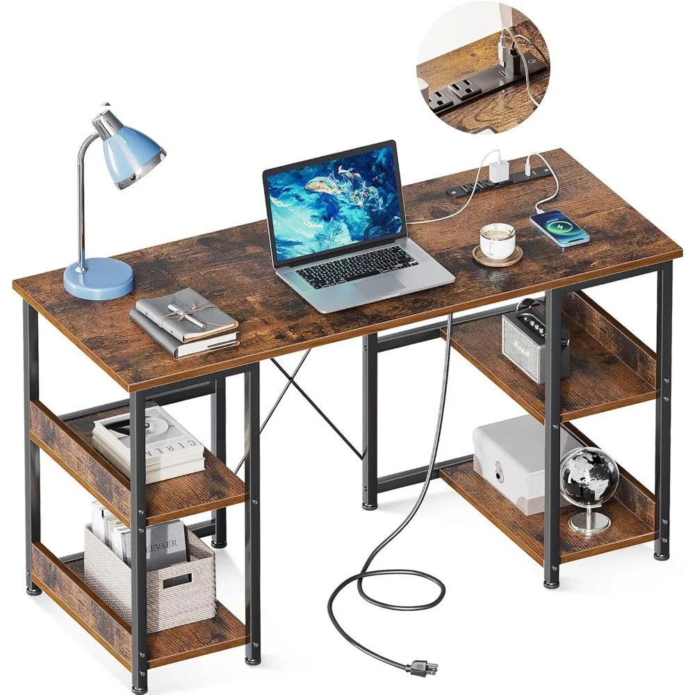 

40 Inch Small Computer Desk with Power Outlets & USB Charging Port, Modern Simple Style Desk for Small Spaces Home Office