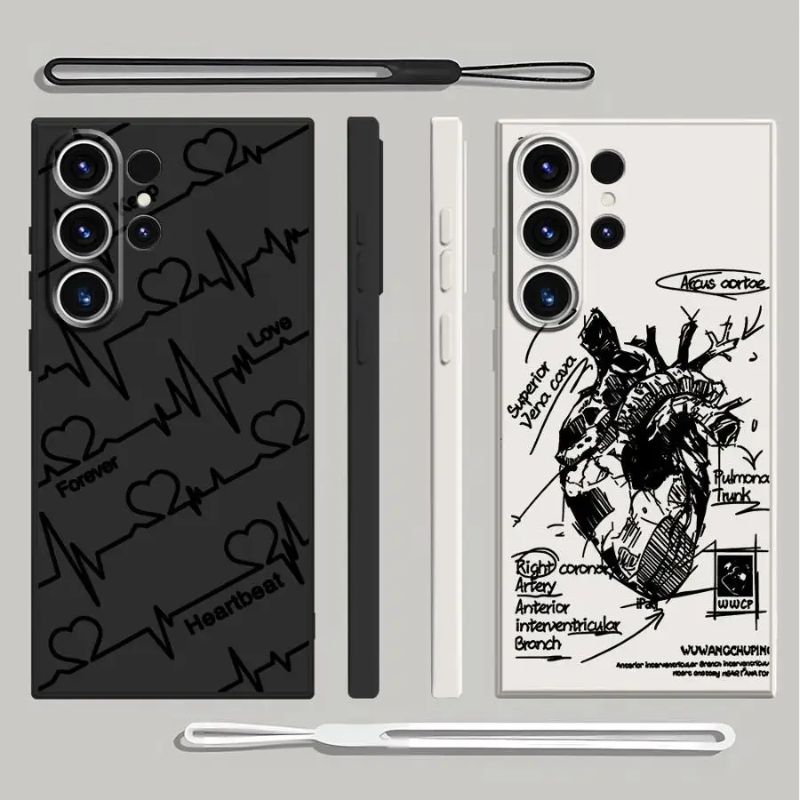 حافظة لهاتف سامسونج جالاكسي S24 FE S23 S22 Ultra S21 Plus Note 20 10 Ultra S25 Edge S20 Heart Art