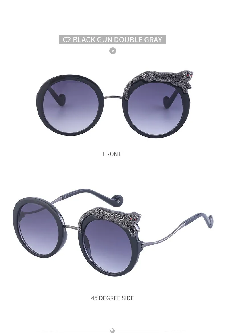 Übergroße Runde Sonnenbrille für Damen 2026 Luxusmarke Mode Kristall Leopardenkopf Sonnenbrillen Retro Anti-Blaulicht-Brillen – Detail 28