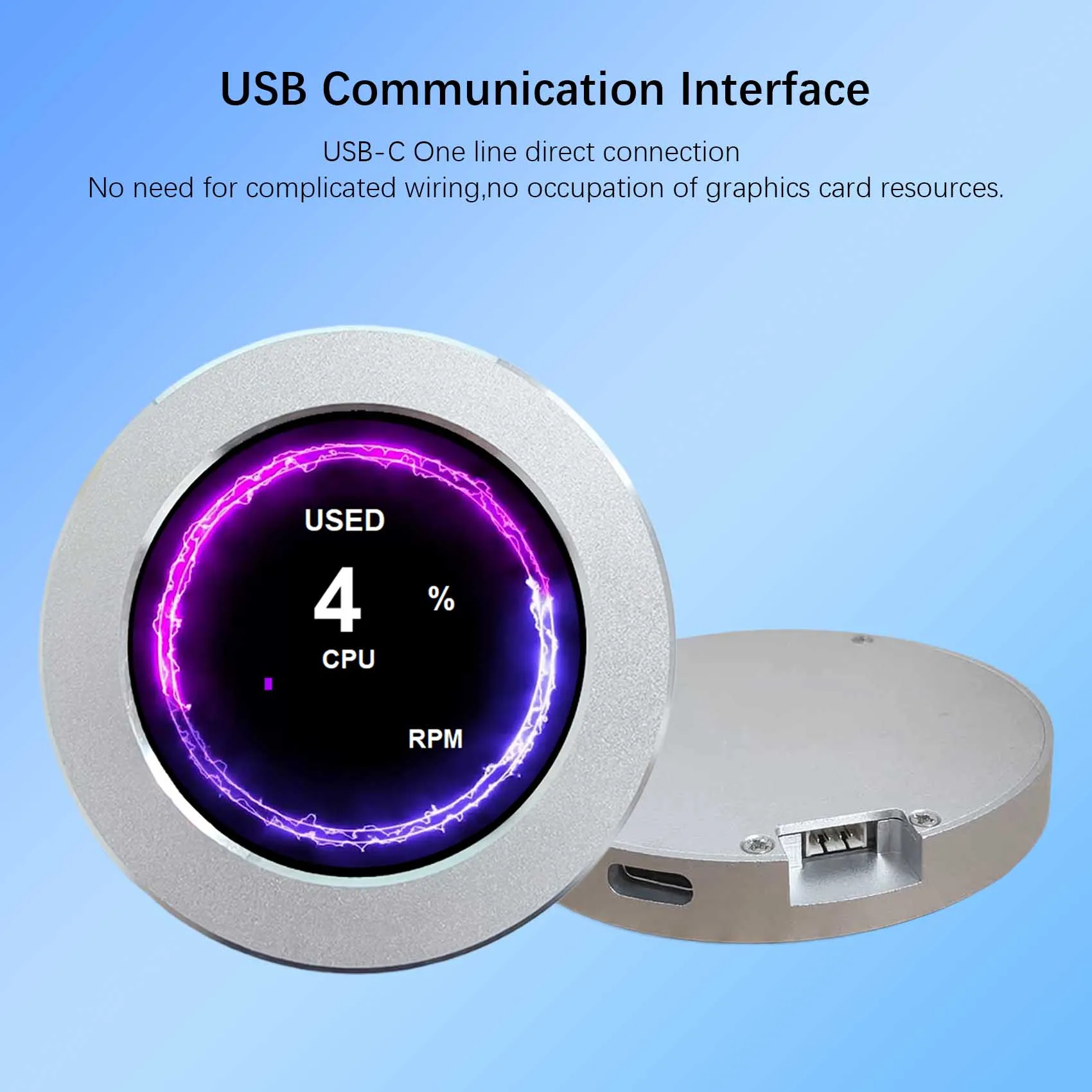 Monitor de caja de PC blanco de 2,1 pulgadas 480x480 Monitor de puerto USB de temperatura de CPU GPU con tema incorporado