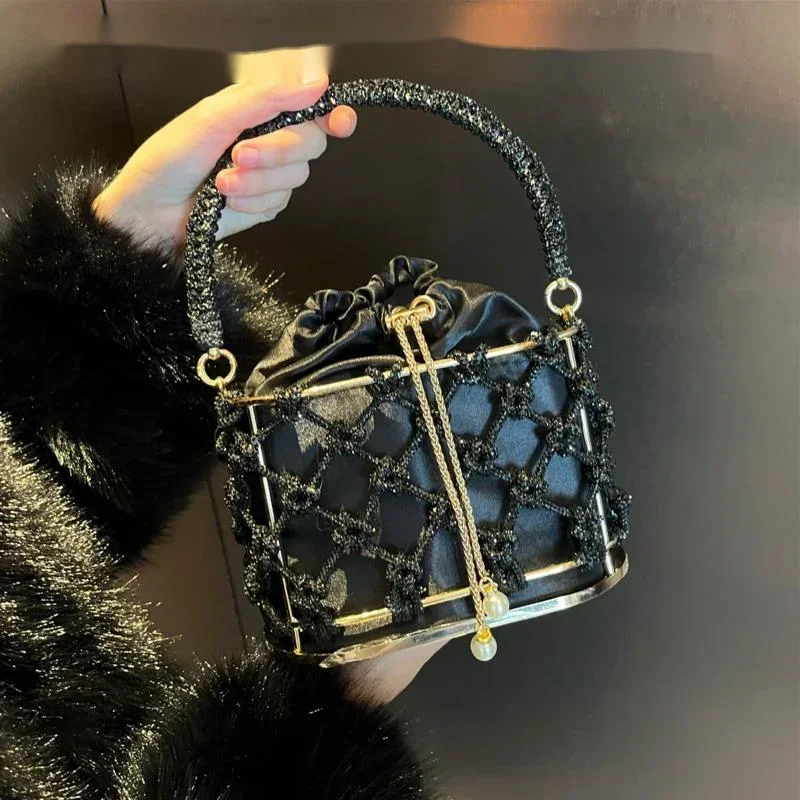 Luxury braid Cage Women Handbag Niche design Evening Bag Wedding Party Clutch Purse Shoulder Crossbody Bag bolsa de noche