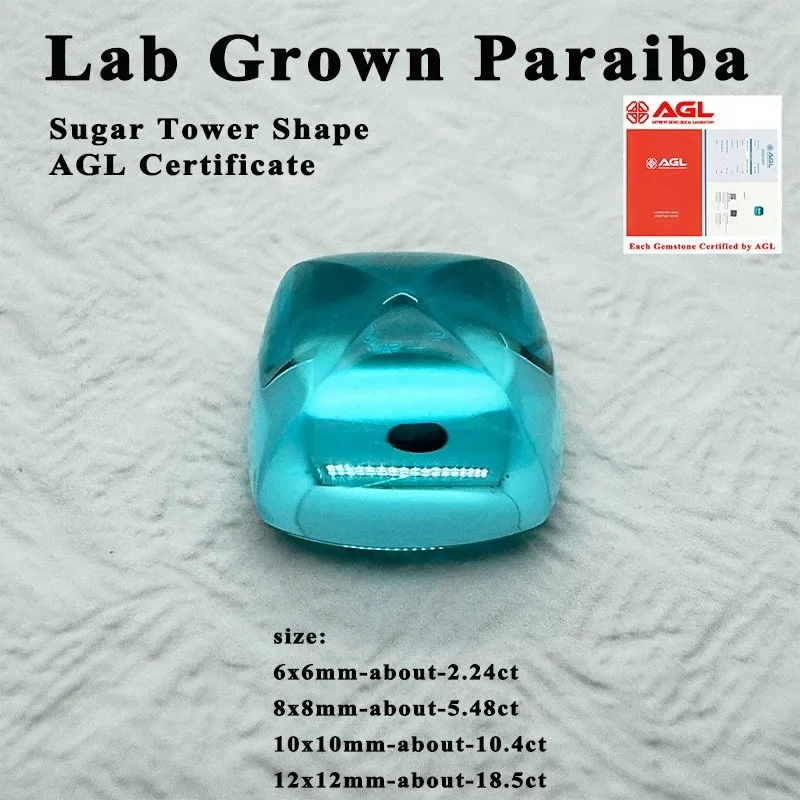 

Lab Grown Paraiba Sugar Tower Shape Gemstone for DIY Jewelry Making for DIY Advanced Inlay Ring Necklace Selectable Certificate